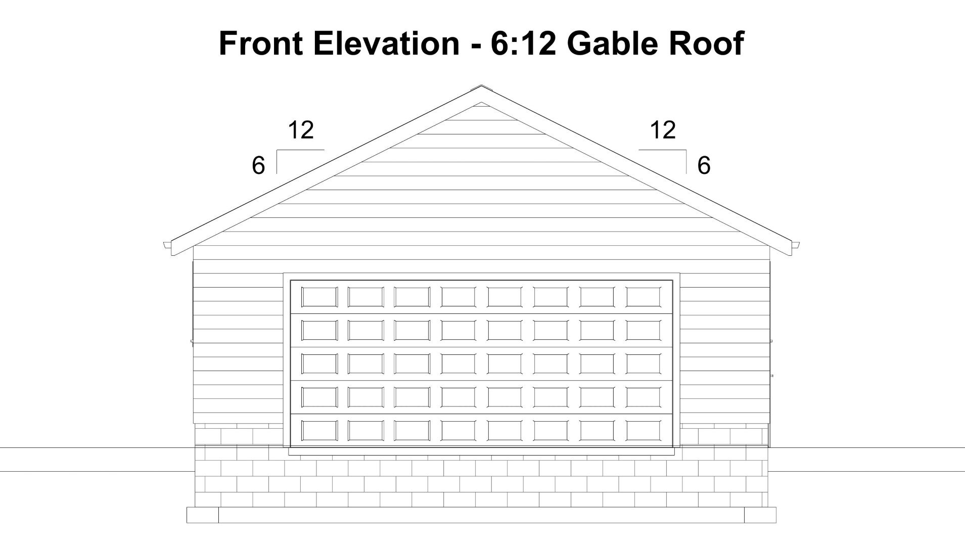 24 by 24 detached garage front elevation with 6 to 12 gable roof